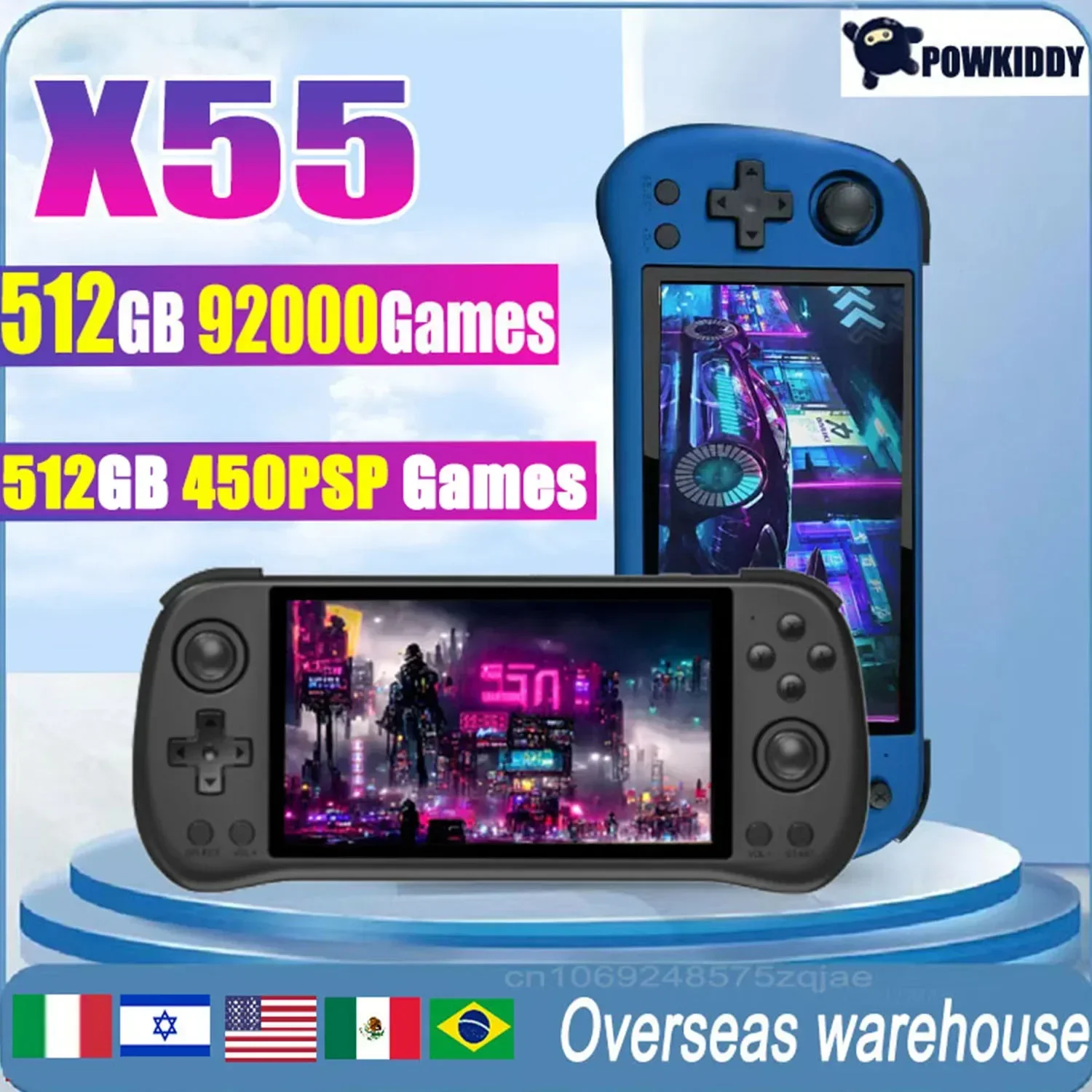 POWKIDDY X55 5.5INCH IPS Scree - огляд і ціна Gaming Console X55