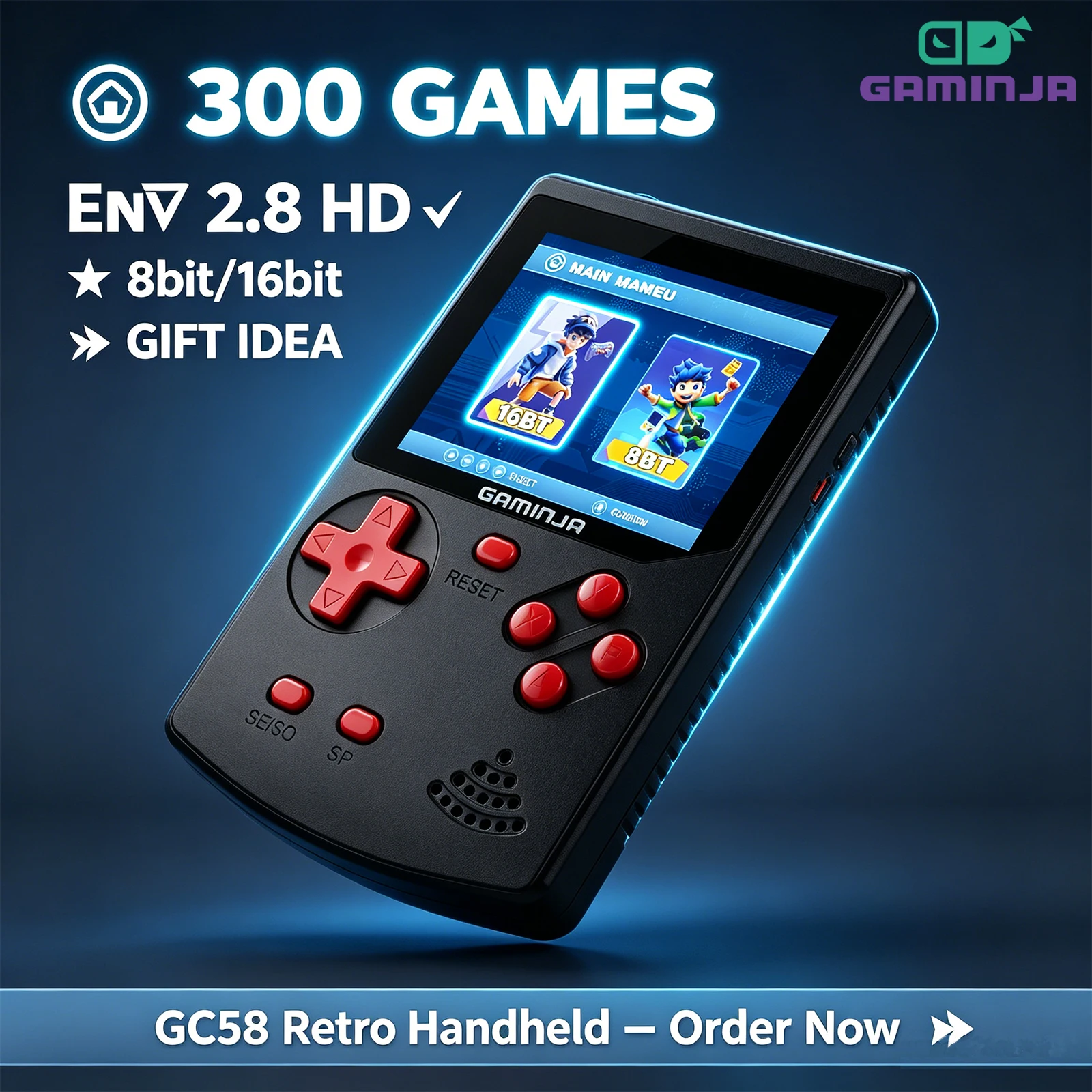GAMINJA Handheld Game Console  - огляд і ціна Gaming Console Mario